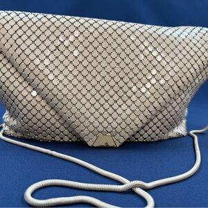 Le Regale Cream Metal Mesh Clutch